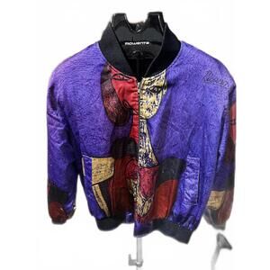 Vintage 90s Abstract Art Print Bomber Jacket Colorful